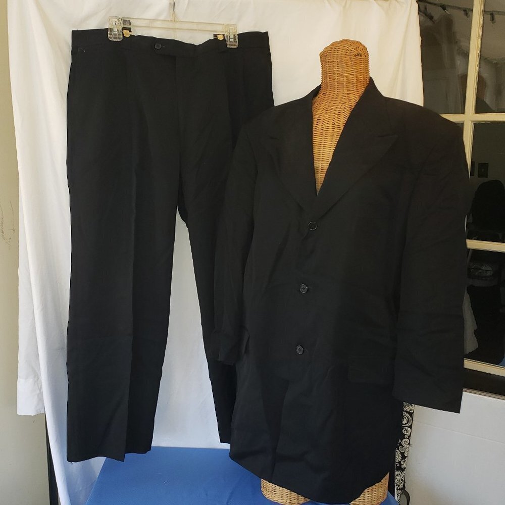 Bendetti Uomo Men's Black 2-Piece Suit with Suspenders, 38R